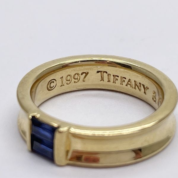 TIFFANY&Co. 堆叠 2 点长方形切割蓝宝石 7 号戒指 K18 黄金 女士腕表 [二手 B] 20231004
