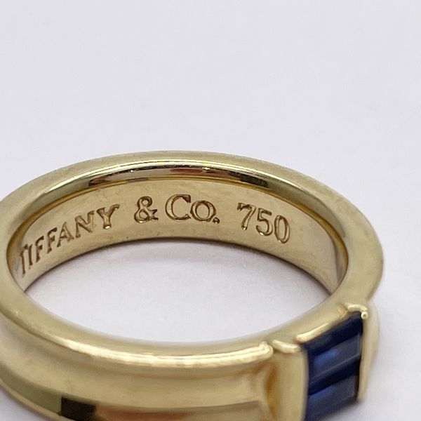 TIFFANY&amp;Co. Stacking 2 Point Baguette Cut Sapphire No. 7 Ring K18 Yellow Gold Women's [Used B] 20231004