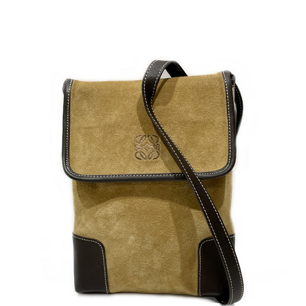 LOEWE Vintage Anagram Square Crossbody Mini Women's Shoulder Bag Beige x Brown [Used B/Standard] 20431647