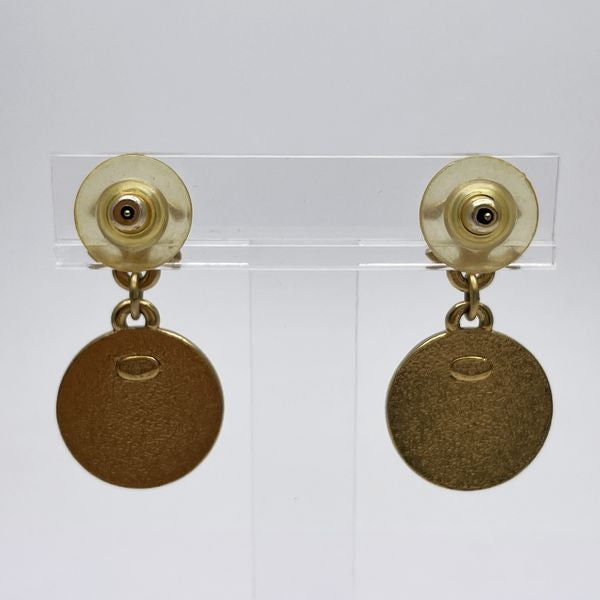 CHANEL Vintage Coco Mark Star Round Swing 01P GP Women's Earrings Gold x Red [Used AB/Slightly Used] 20431654