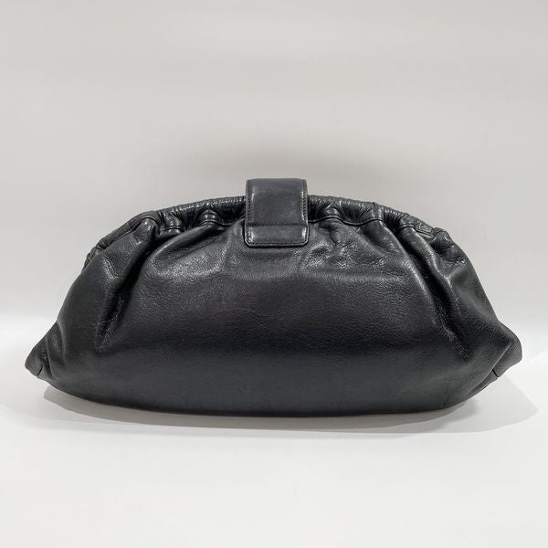 CELINE Vintage Macadam Triomphe Clasp Gathered Party Bag Women's Clutch Bag Black [Used B/Standard] 20431659