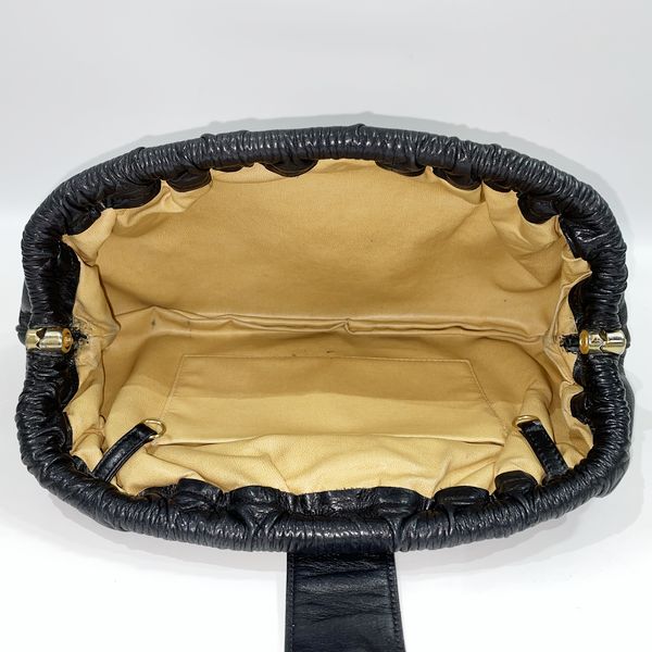 CELINE Vintage Macadam Triomphe Clasp Gathered Party Bag Women's Clutch Bag Black [Used B/Standard] 20431659