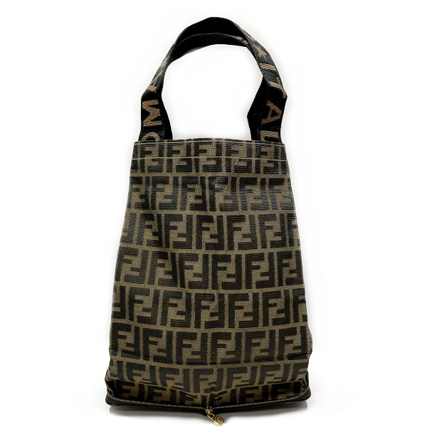 FENDI 复古 Zucca Eco Bag 可折叠女式手提包棕色 x 黑色 [二手 AB/轻微二手] 20431665