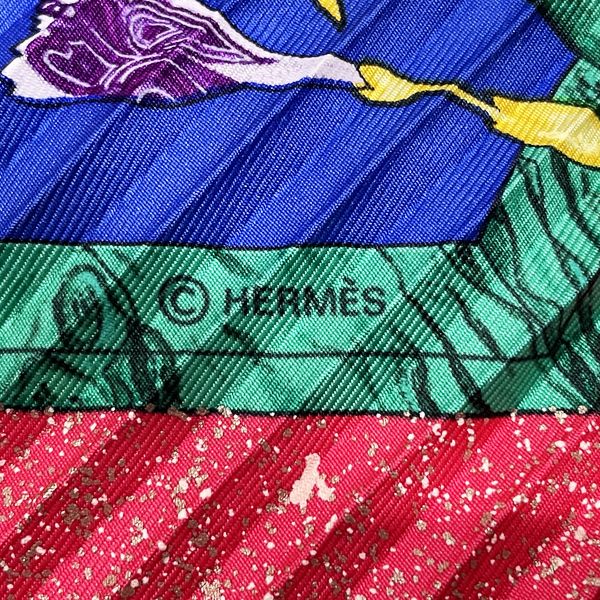 HERMES Pleated CARRE Prise PIERRES d'ORIENT et d'OCCIDENT Oriental Stone and Western Stonework Scarf Silk Women's [Used B] 20231101