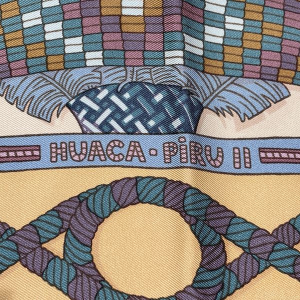HERMES Carre 45 Petit Carre HUACA PIRU Sacred Peru Scarf Silk Ladies [Used AB] 20231030