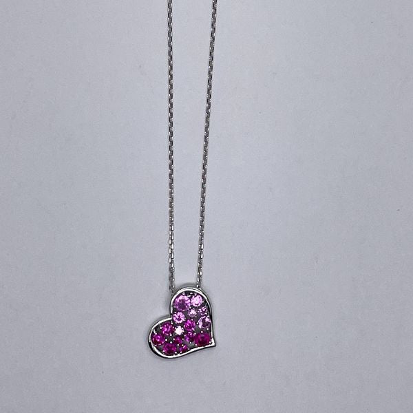Ponte Vecchio Heart Motif Colored Stone Necklace Silver 925 Women's [Used AB] 20231017