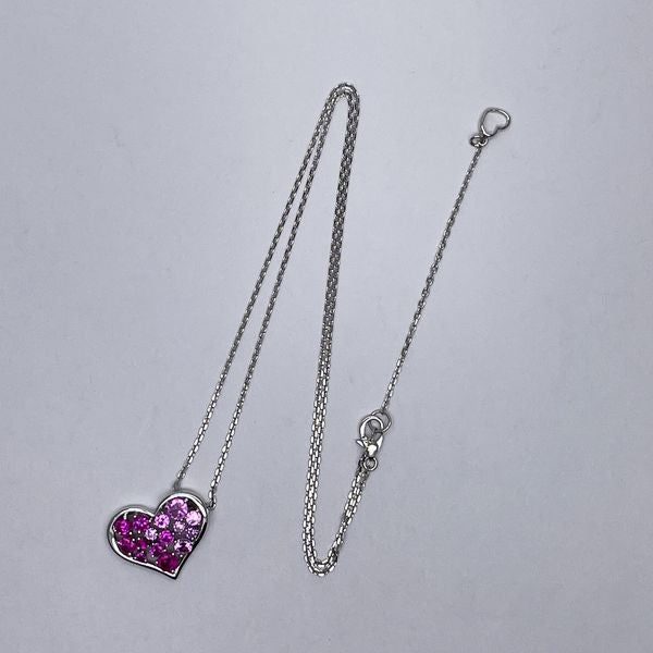 Ponte Vecchio Heart Motif Colored Stone Necklace Silver 925 Women's [Used AB] 20231017