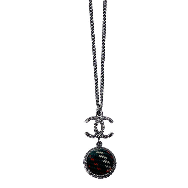 CHANEL Cocomark Tweed Ball B13A Metal Tweed Women's Necklace Multicolor [Used AB/Slightly Used] 20431706