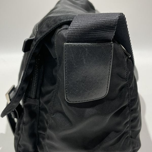 PRADA Triangle Logo Plate Tessuto Crossbody Messenger Men's Shoulder Bag Black [Used B/Standard] 20431930