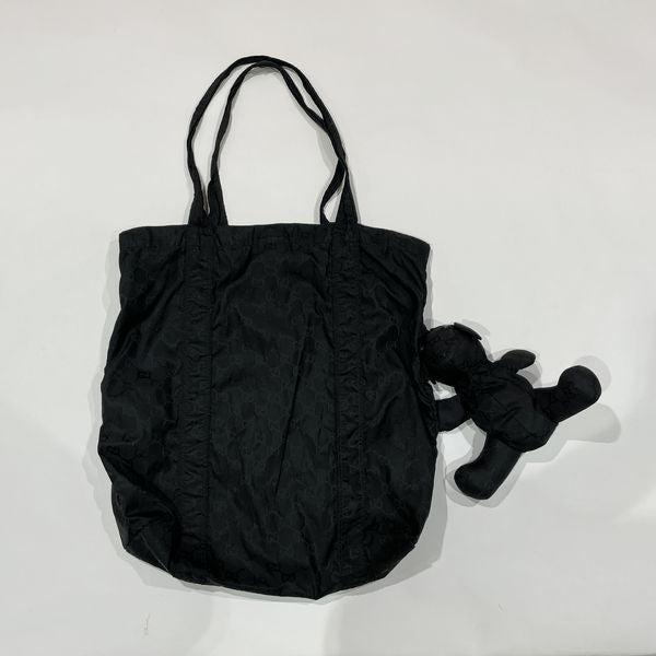 GUCCI GG Nylon Teddy Bear Bear Eco Bag Women's Tote Bag 223639 Black [Used B/Standard] 20431935