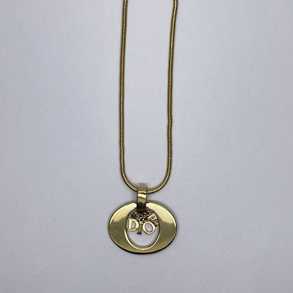 Christian Dior Vintage Logo Oval Snake Chain GP Women's Necklace Gold [Used AB/Slightly Used] 20431960