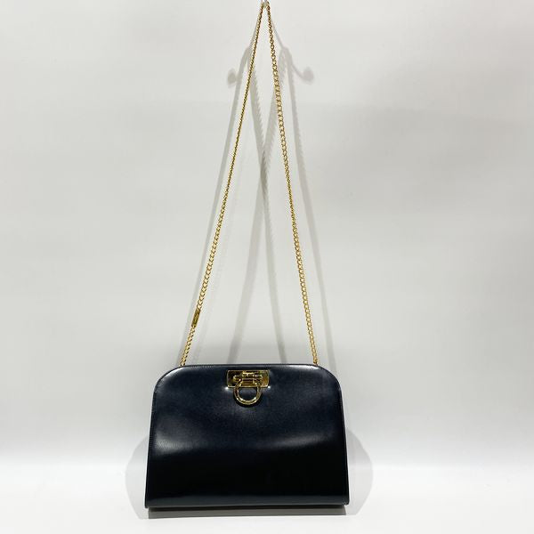 Salvatore Ferragamo Vintage Gancini Chain Crossbody Women's Shoulder Bag Navy [Used A/Good Condition] 20432015