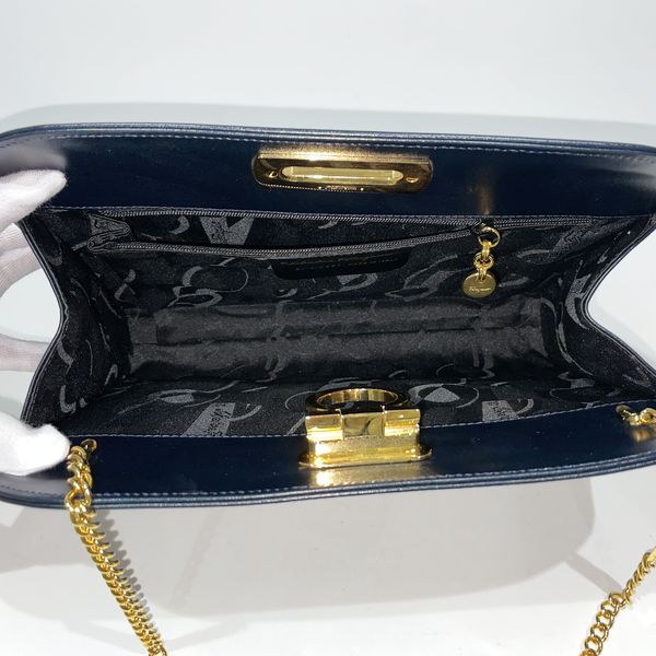 Salvatore Ferragamo Vintage Gancini Chain Crossbody Women's Shoulder Bag Navy [Used A/Good Condition] 20432015