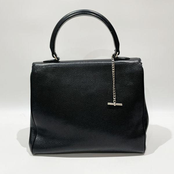 セリーヌ CELINE チェーンロック ヴィンテージ トートバッグ ハンドバッグ レザー ブラック×ゴールド金具