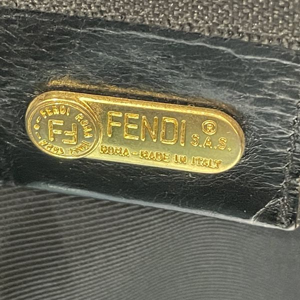 FENDI 复古徽标带袋斜挎女士单肩包黑色 x 棕色 [二手 AB/轻微二手] 20432060