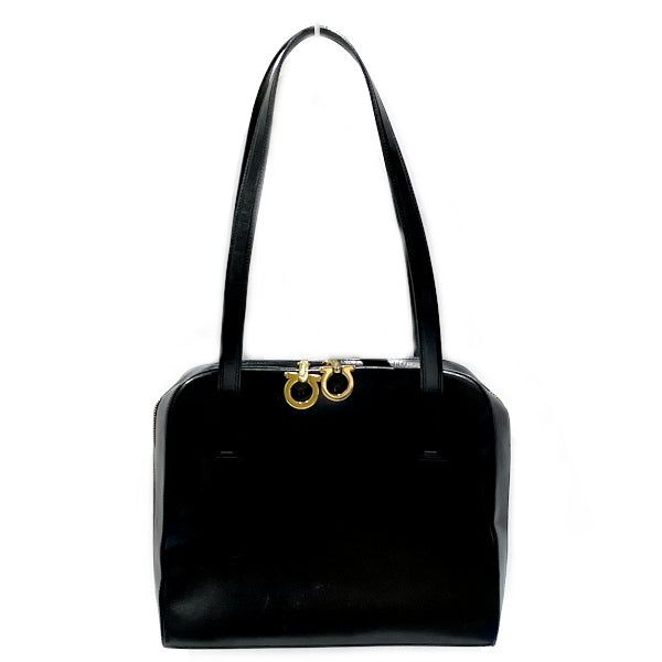 Salvatore Ferragamo Vintage Double Gancini Square Shoulder Bag Women's Shoulder Bag Black [Used B/Standard] 20432065