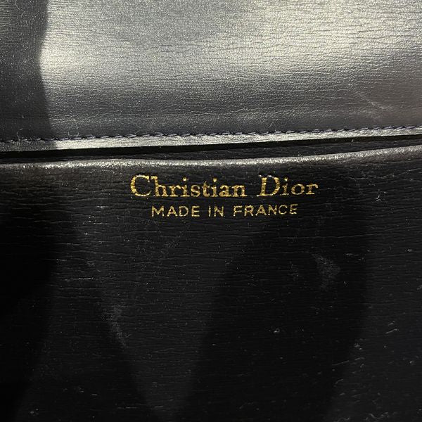 Christian Dior クリスチャンディオール ヴィンテージ CDロゴ スクエア チェーン 斜め掛け レディース ショルダーバッグ ネイビー 【中古B/標準】 20432069