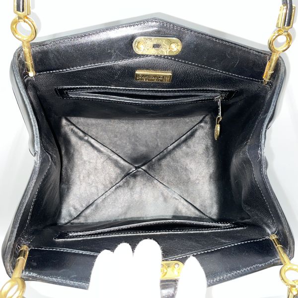 Christian Dior Vintage Logo Plate Shoulder Ladies Handbag Black [Used B/Standard] 20432070