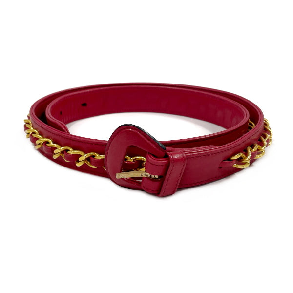 CHANEL Vintage Coco Mark Chain 70/23 Women's Belt Red [Used B/Standard] 20432075