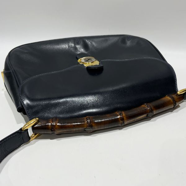 GUCCI Vintage Bamboo GG Hardware Old Shoulder Ladies Shoulder Bag Navy [Used B/Standard] 20432077