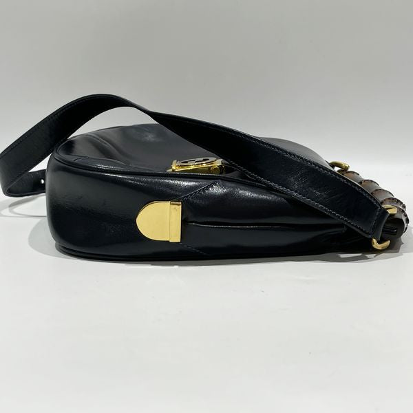 GUCCI Vintage Bamboo GG Hardware Old Shoulder Ladies Shoulder Bag Navy [Used B/Standard] 20432077