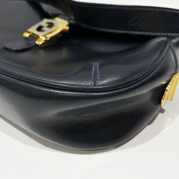 GUCCI Vintage Bamboo GG Hardware Old Shoulder Ladies Shoulder Bag Navy [Used B/Standard] 20432077