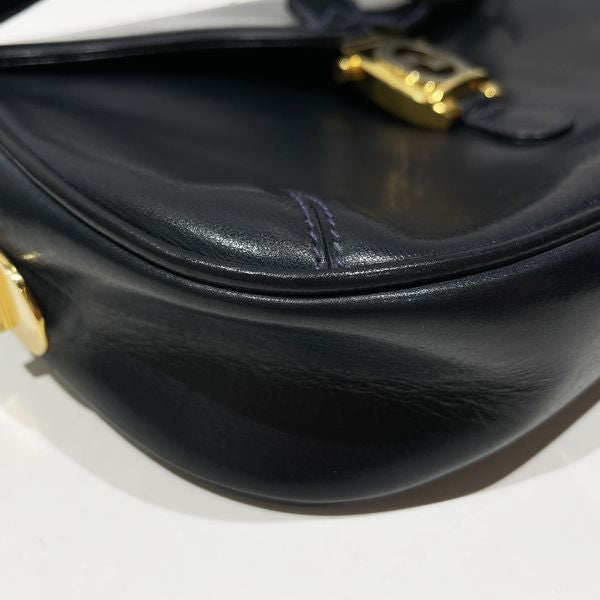 GUCCI Vintage Bamboo GG Hardware Old Shoulder Ladies Shoulder Bag Navy [Used B/Standard] 20432077