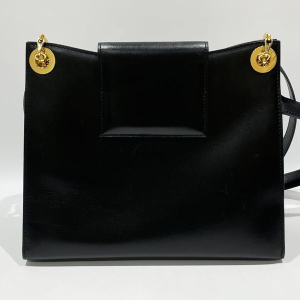 CELINE Vintage Ring Hardware Chain Women's Shoulder Bag Black [Used B/Standard] 20432079