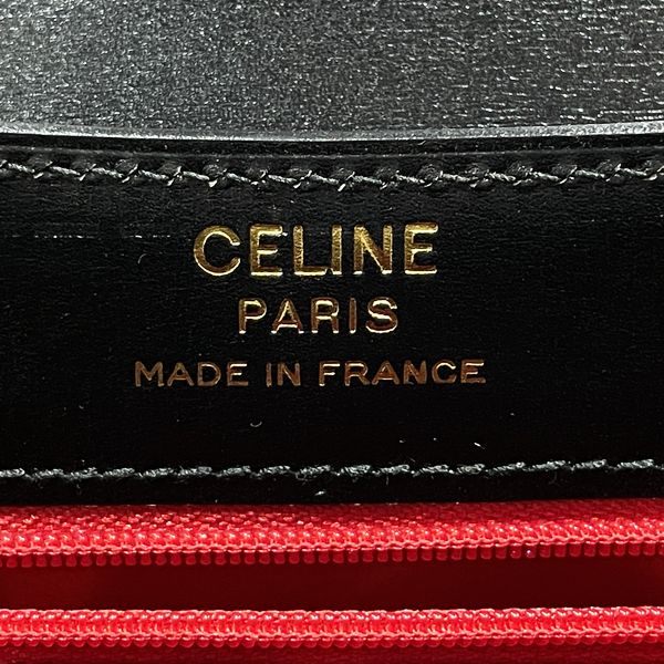 CELINE Vintage Ring Hardware Chain Women's Shoulder Bag Black [Used B/Standard] 20432079