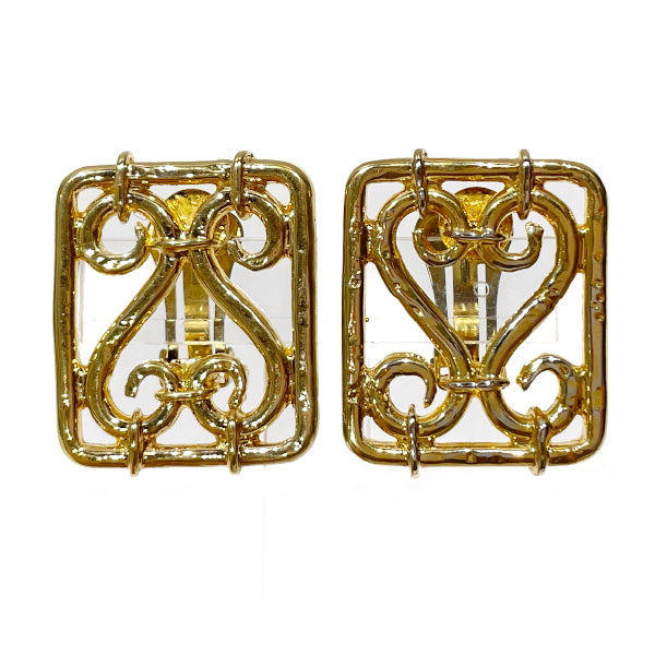 CELINE Vintage Heart Motif Square GP Women's Earrings Gold [Used B/Standard] 20432081