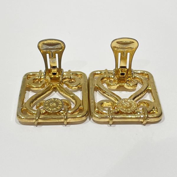 CELINE Vintage Heart Motif Square GP Women's Earrings Gold [Used B/Standard] 20432081