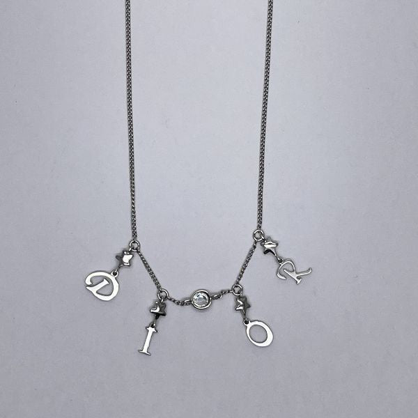 Christian Dior Logo Star Rhinestone Metal Women's Necklace Silver [Used AB/Slightly Used] 20432087