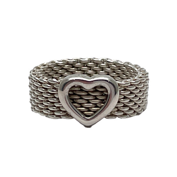 TIFFANY&amp;Co. Somerset Mesh Heart No. 12 Ring Silver 925 Women's [Used AB] 20231006