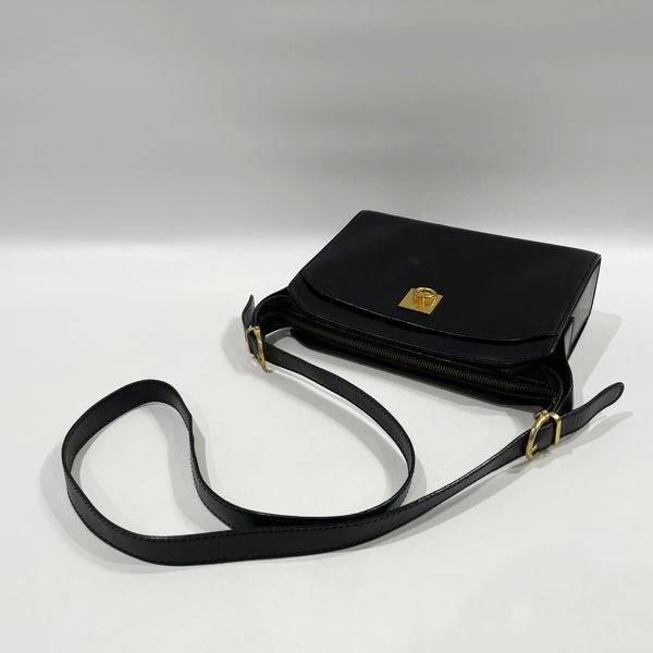 CELINE Vintage Ring Hardware Square Crossbody Women's Shoulder Bag Black [Used B/Standard] 20432867