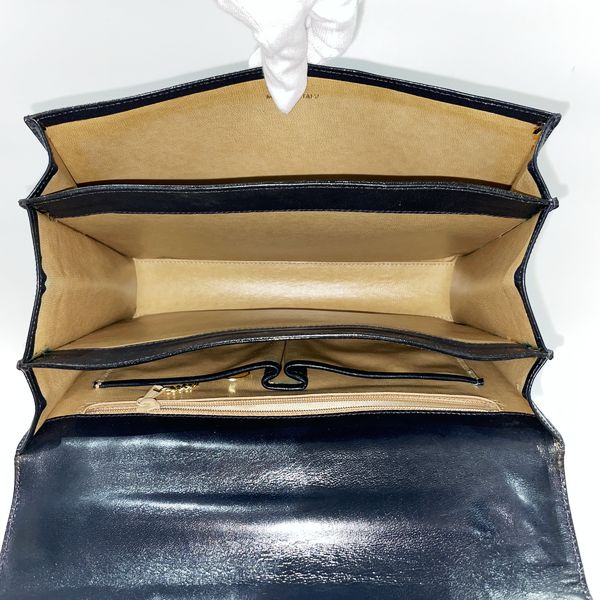 CELINE Vintage Triomphe Square Top Handle Women's Handbag Navy [Used B/Standard] 20432868