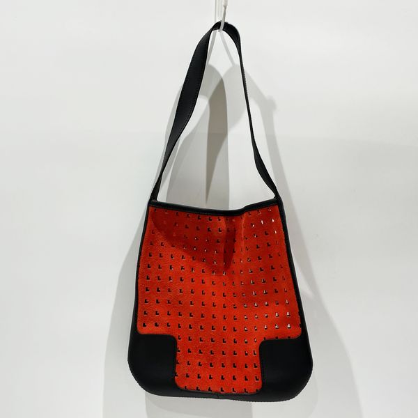 LOEWE Vintage Anagram Punching Bicolor Shoulder Bag Women's Shoulder Bag Black x Red [Used AB/Slightly Used] 20433263