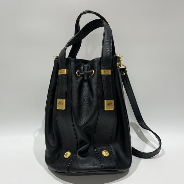 Gianni Versace Vintage Medusa Drawstring 2WAY Women's Handbag Black [Used AB/Slightly Used] 20433266