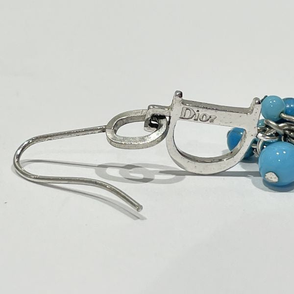 Christian Dior Vintage Logo Turquoise Hook Drop Metal Women's Earrings Silver x Blue [Used AB/Slightly Used] 20433269