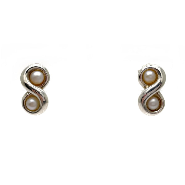 TIFFANY&amp;Co. (Tiffany) Infinity Pearl Earrings Silver 925 Women's [Used B] 20231004