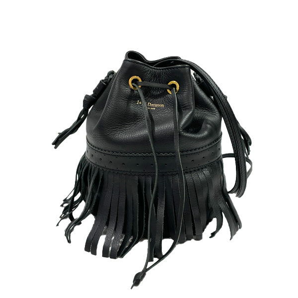 J&amp;M Davidson Carnival Fringe 2WAY Drawstring Crossbody Ladies Shoulder Bag Black [Used B/Standard] 20433650