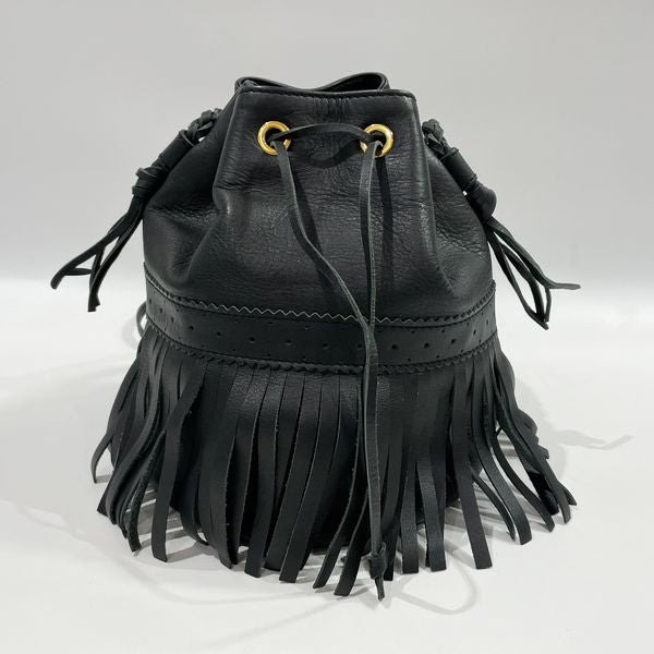 J&amp;M Davidson Carnival Fringe 2WAY Drawstring Crossbody Ladies Shoulder Bag Black [Used B/Standard] 20433650