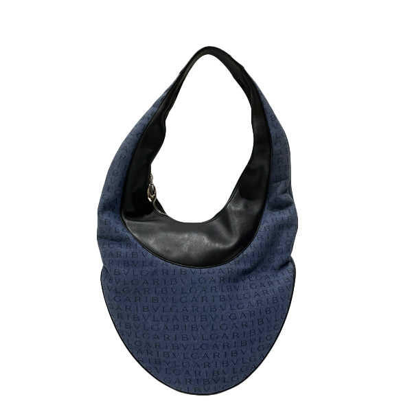 BVLGARI Logomania Ascot Shoulder Bag Denim/Leather Women's [Used B] 20231020