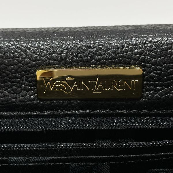 YVES SAINT LAURENT Yves Saint Laurent 复古 YSL 徽标顶部手柄梯形女士手提包 黑色 [二手 AB/轻微二手] 20434289