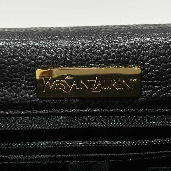 YVES SAINT LAURENT Yves Saint Laurent Vintage YSL Logo Top Handle Trapezoidal Ladies Handbag Black [Used AB/Slightly Used] 20434289