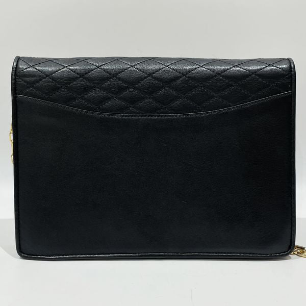 CELINE Vintage Triomphe Quilted Square Chain Crossbody Women's Shoulder Bag Black [Used AB/Slightly Used] 20434306