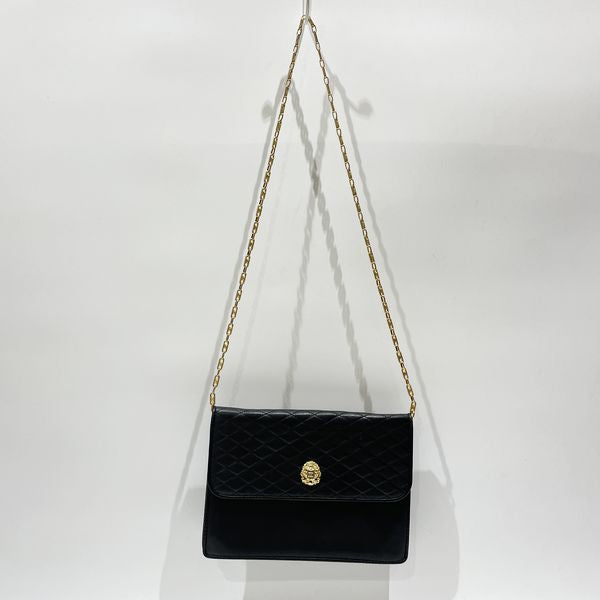 CELINE Vintage Triomphe Quilted Square Chain Crossbody Women's Shoulder Bag Black [Used AB/Slightly Used] 20434306