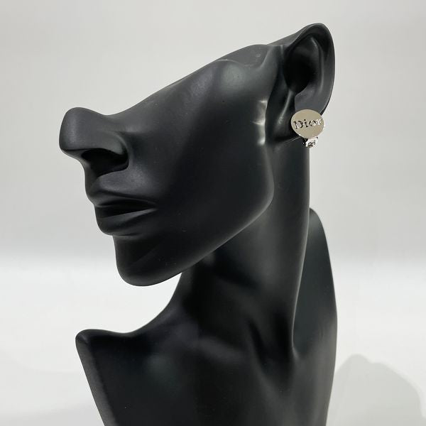 Christian Dior Logo Round Vintage Earrings Metal Women's [Used B] 20231017