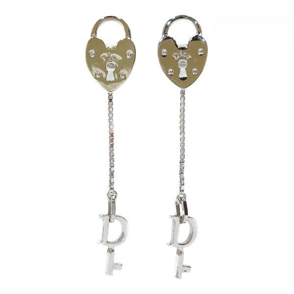 Christian Dior D Logo Heart Cadena Key Chain Stud Swing Vintage Earrings Metal Women's [Used AB] 20231104