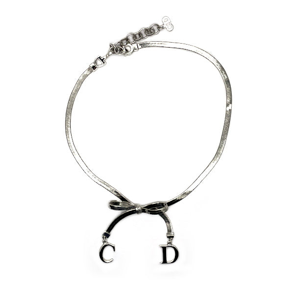 Christian Dior CD Logo Ribbon Kihei Chain Vintage Necklace Metal Women's [Used AB] 20231024