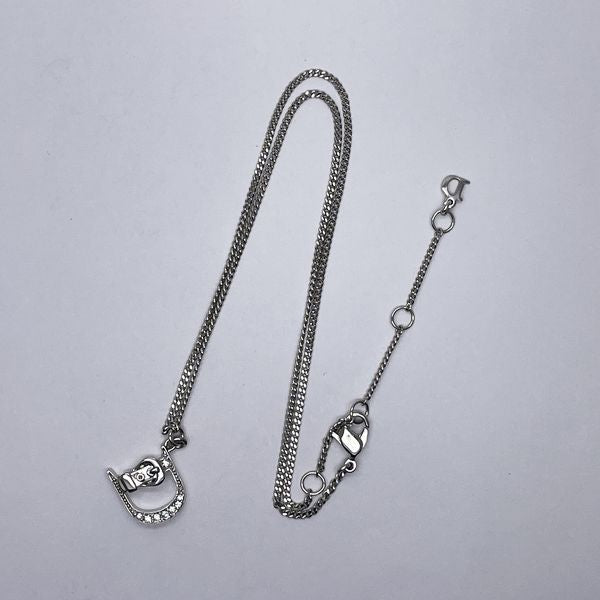 Christian Dior D Logo Belt Motif Vintage Necklace Metal/Rhinestone Women's [Used AB] 20231024